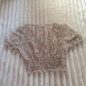 Timing Pink and Green Floral Blouse